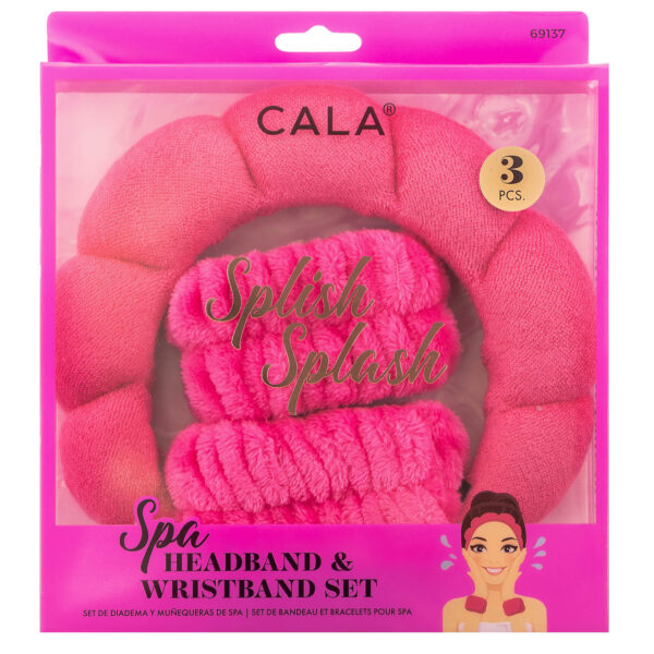 Cala Spa Headband & Wristband Set - Hot Pink