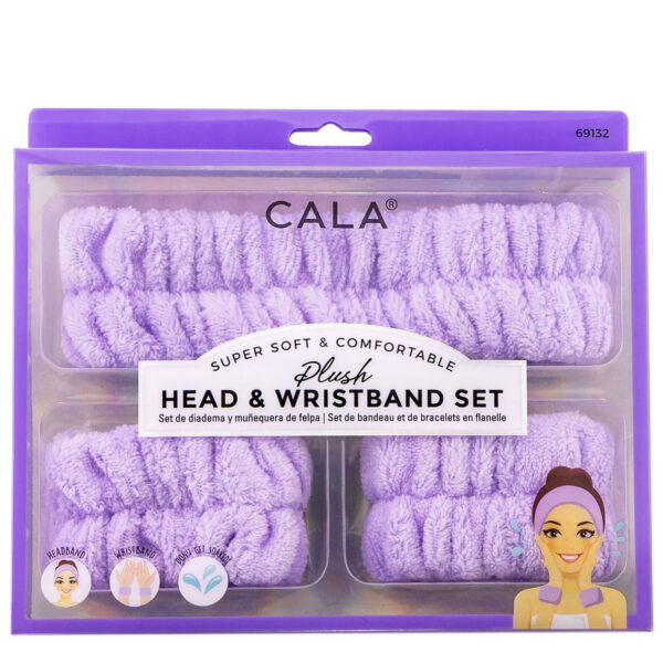 Cala Plush Headband & Wrist Set - Lavender